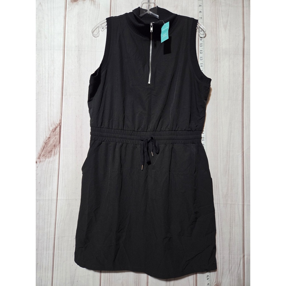 Maurice's Black Sleeveless Quarter Zip Drawstring Waist‎ Sporty Dress Size L